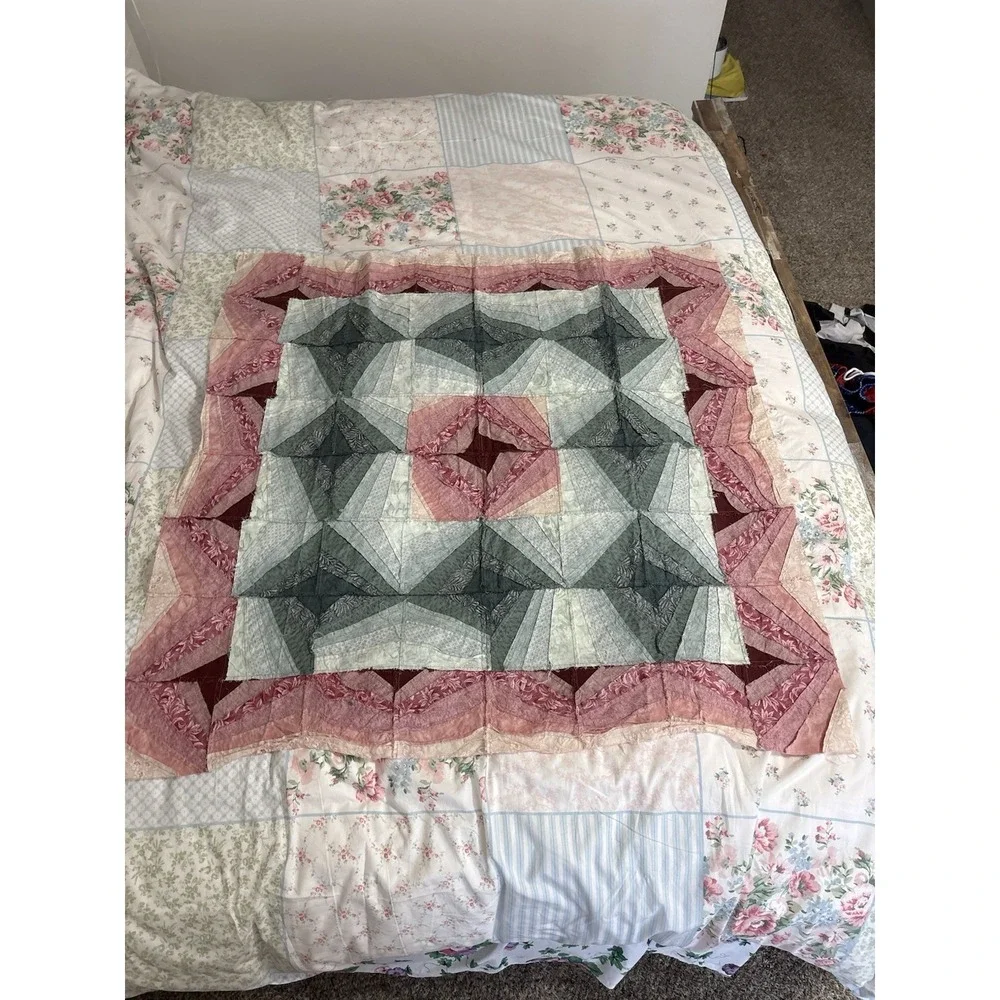 Machine made Homemade Cotton Quilt Top Piece 43.5